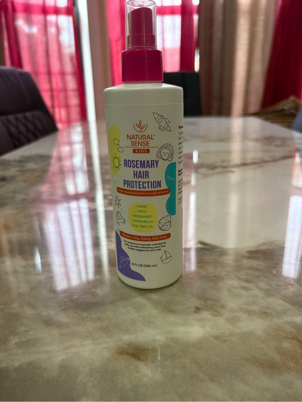 Natural Sense Kids Rosemary Hair Protection Spray - Pink/White